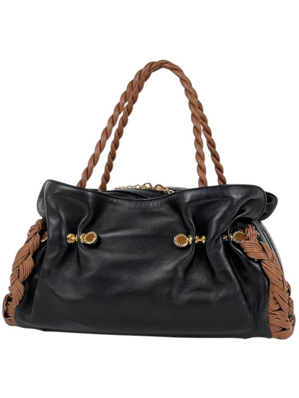 Bvlgari Handbag B.Zero1 Leather Black Brown